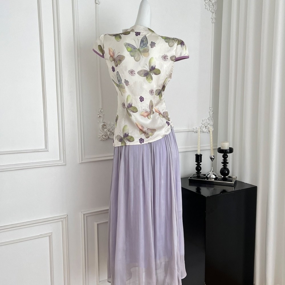 Short sleeve long skirt summer tops a set for women