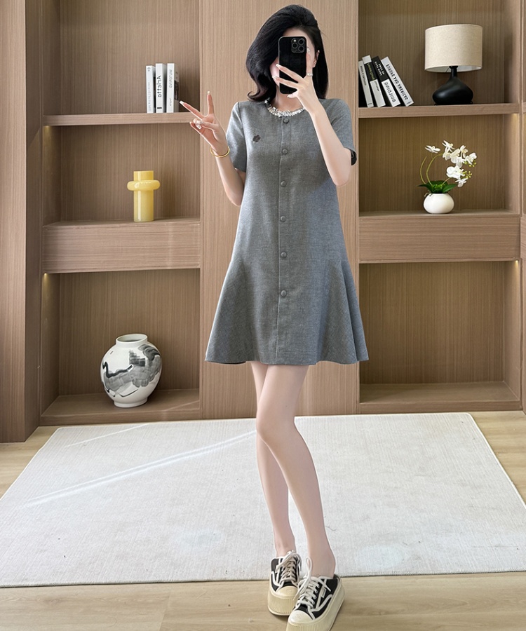 Western style fashion summer show young college style gray dress