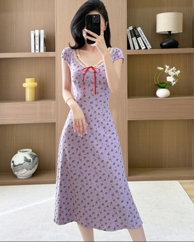 Summer slim dress pinched waist long dress for women
