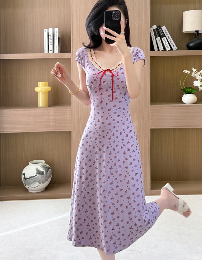 Summer slim dress pinched waist long dress for women