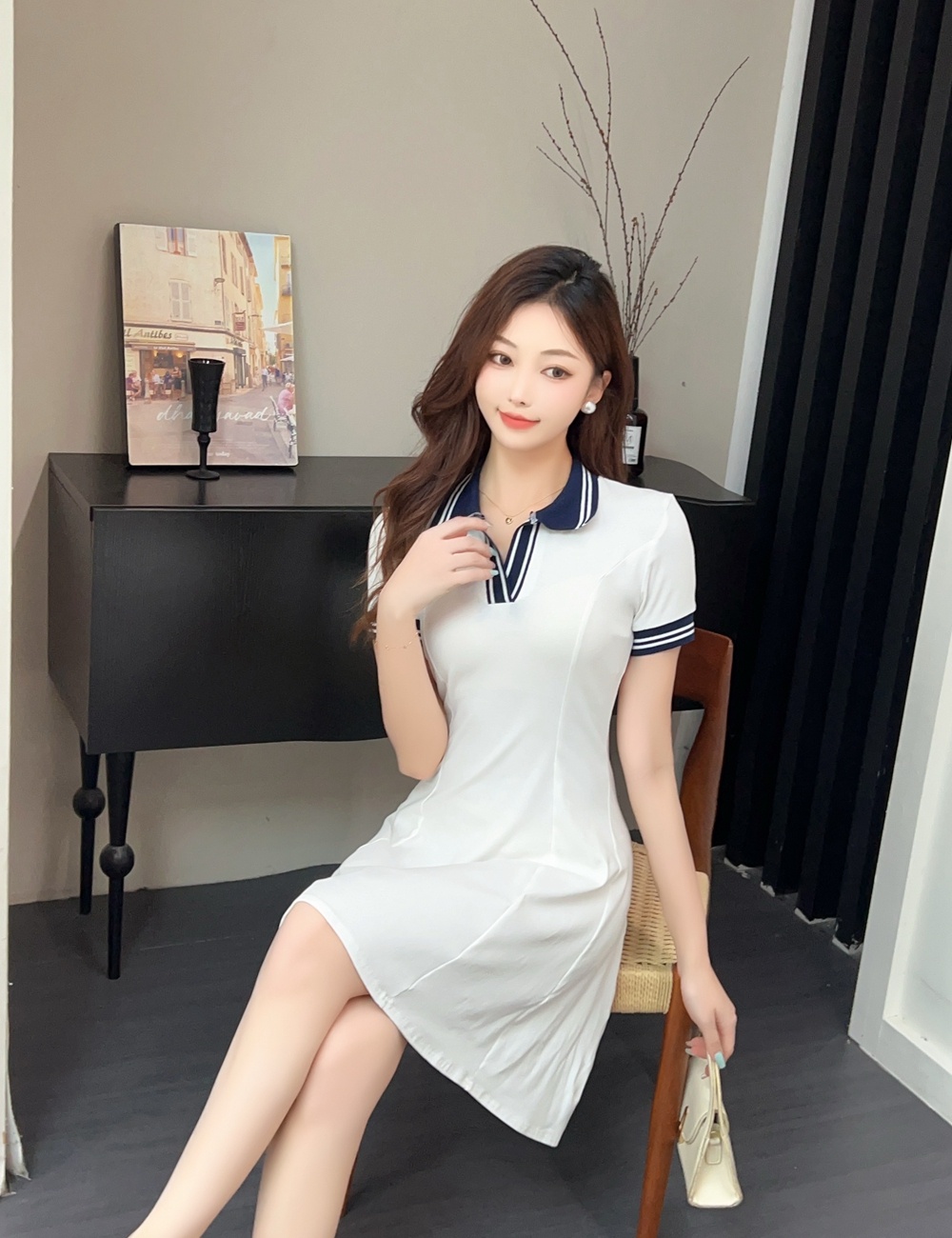Show young fashion dress pinched waist summer T-back