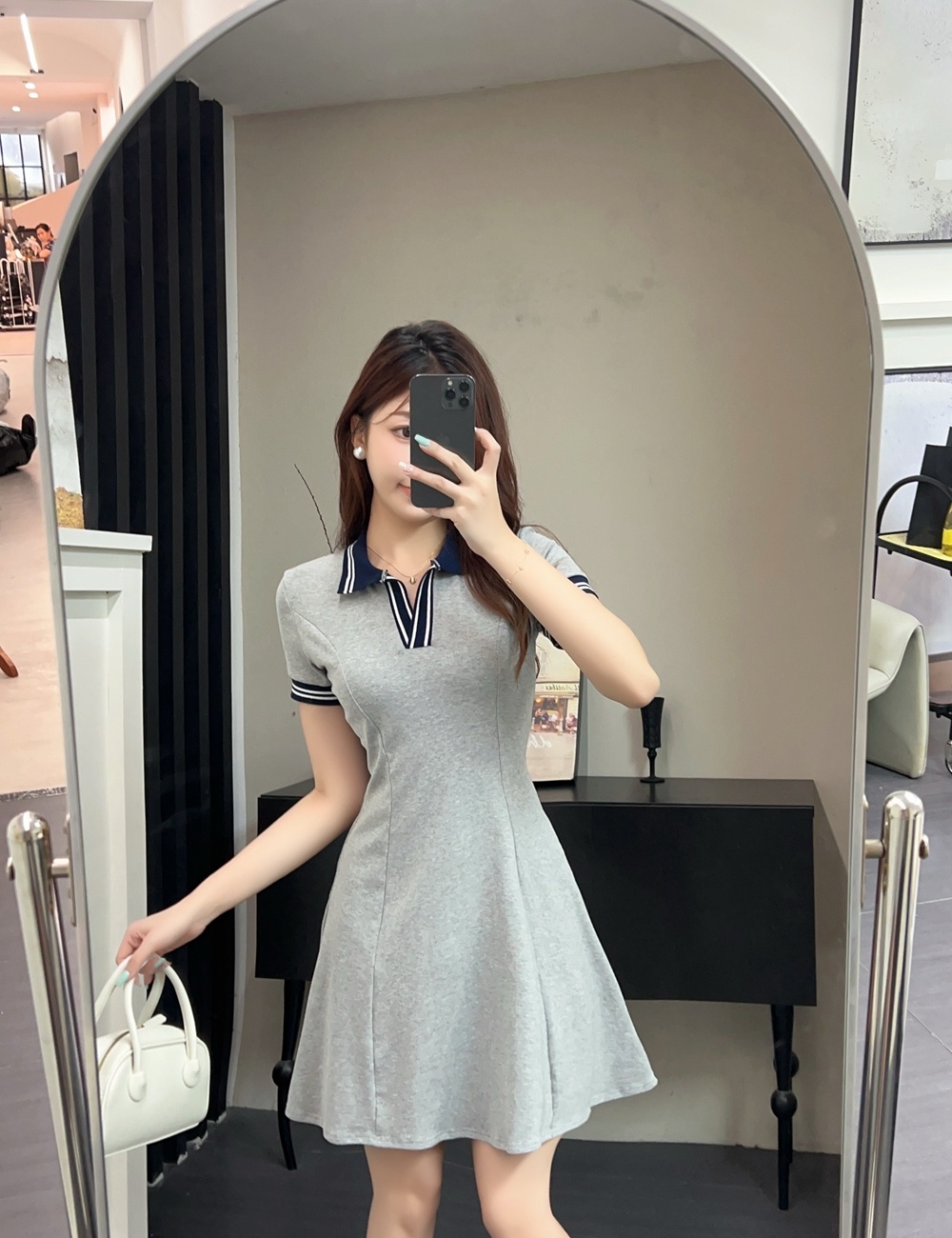 Show young fashion dress pinched waist summer T-back