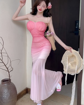 Wrapped chest long dress dress for women