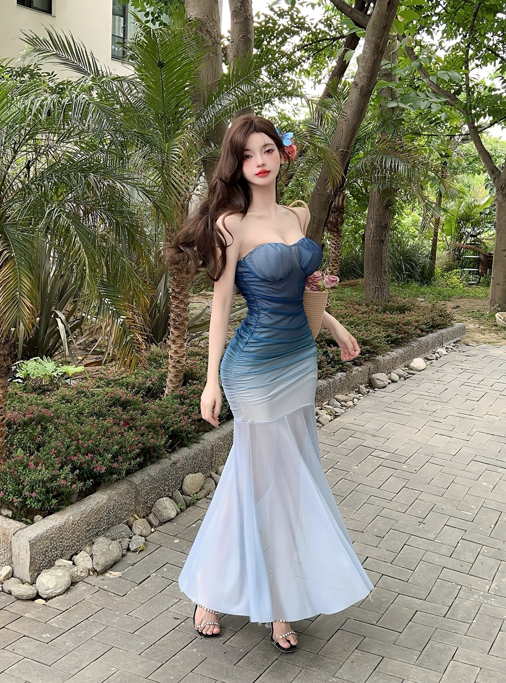 Wrapped chest long dress dress for women