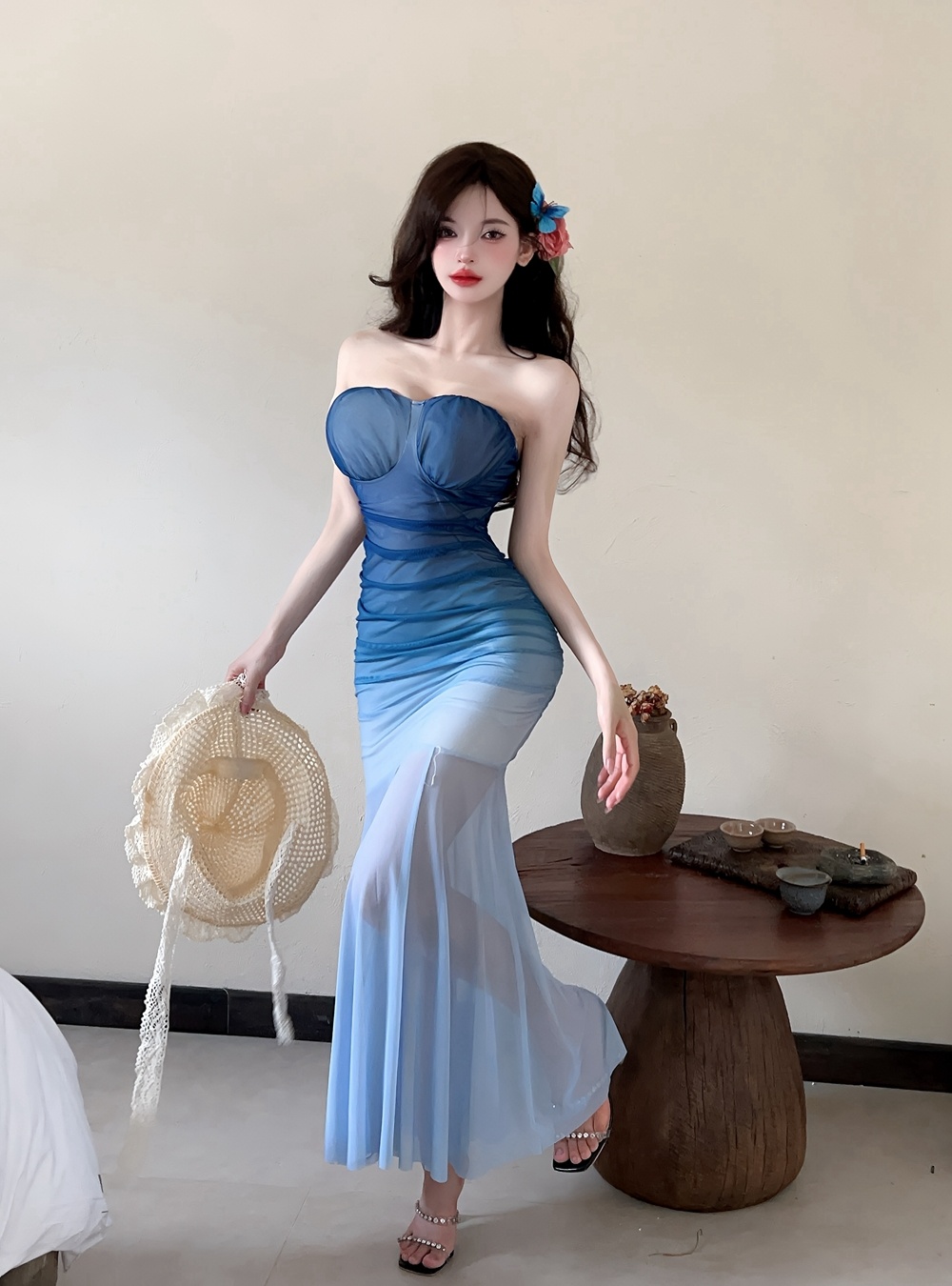 Wrapped chest long dress dress for women