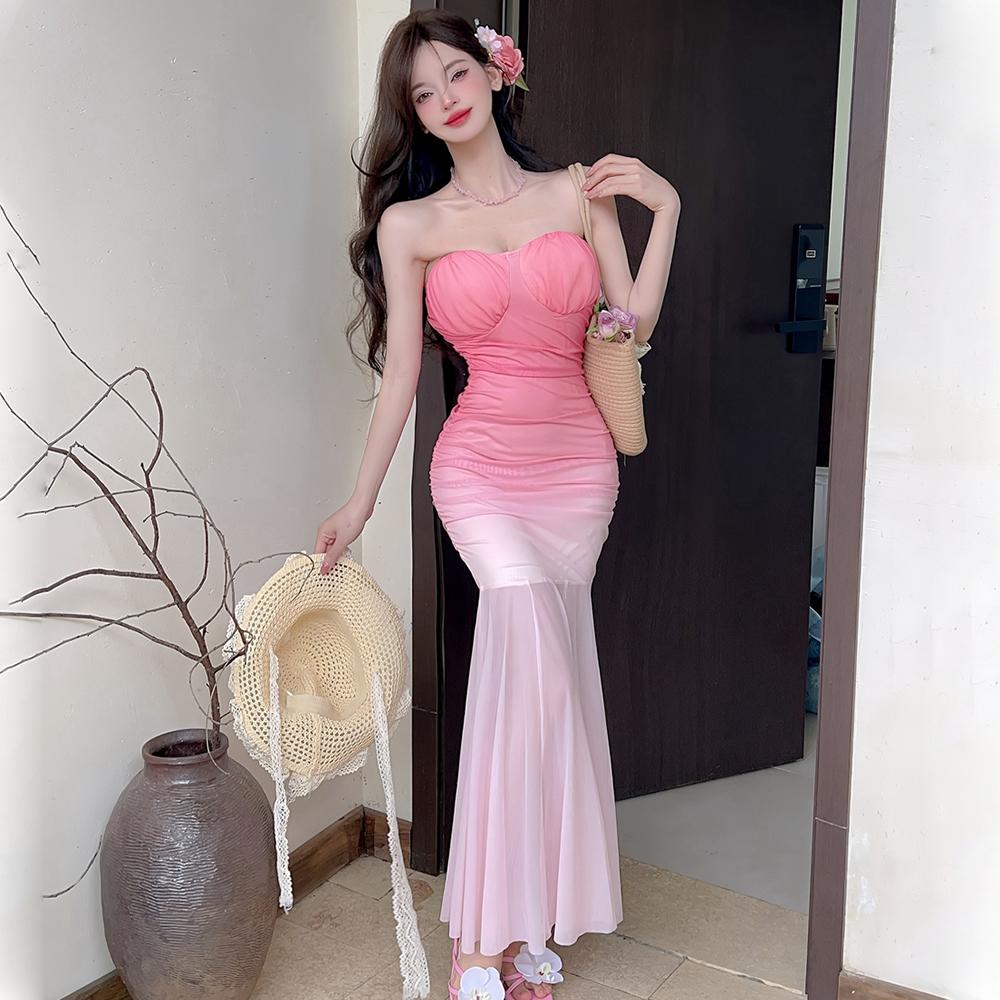 Wrapped chest long dress dress for women