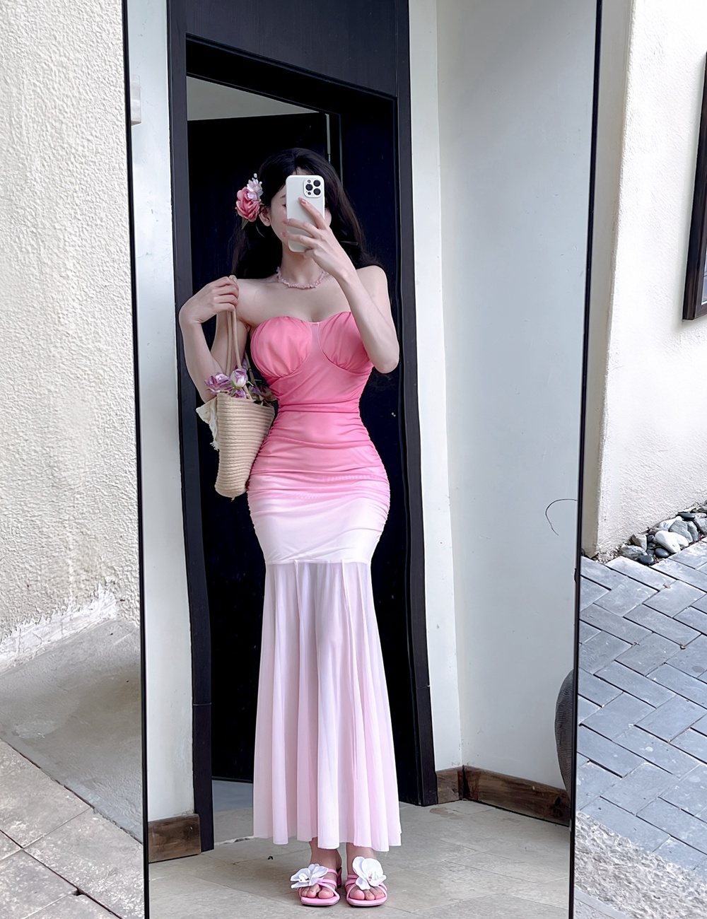 Wrapped chest long dress dress for women