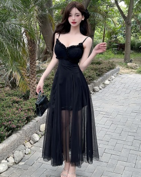 Gauze breathable summer long dress elegant lady dress