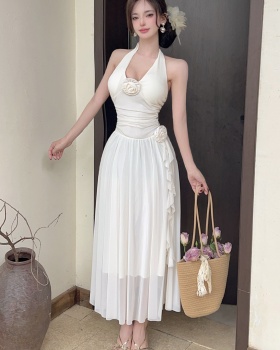 Sexy summer slim long dress halter rose dress