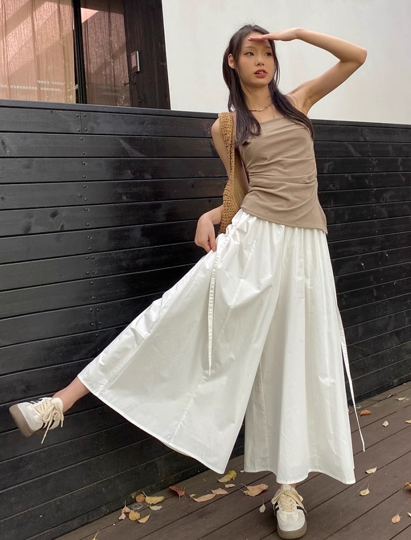 Drape culottes thin wide leg pants for women