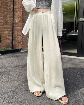 Flax spring and summer drape thin Casual light wide leg pants
