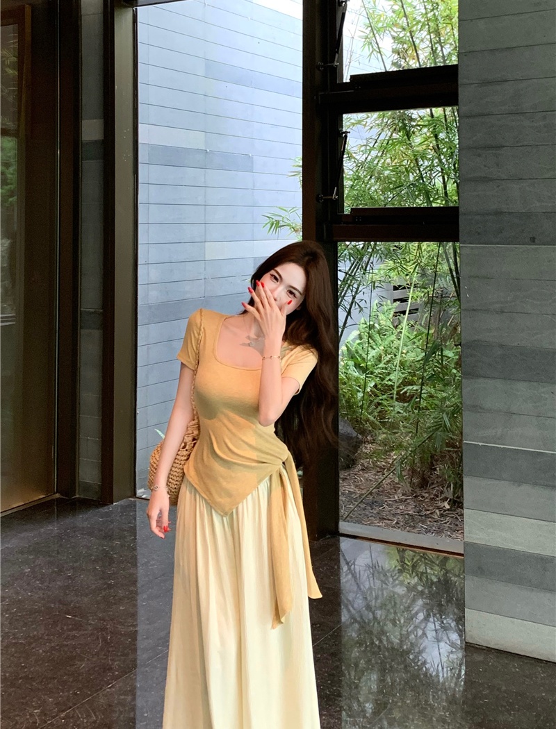 Temperament tops wide leg pants 2pcs set for women