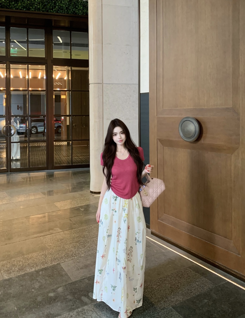 A-line tops was white skirt 2pcs set for women