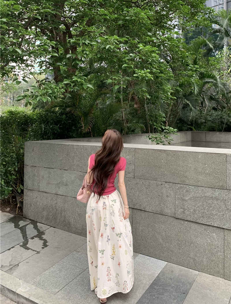 A-line tops was white skirt 2pcs set for women