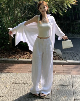 Loose shirt sunscreen wide leg pants 2pcs set