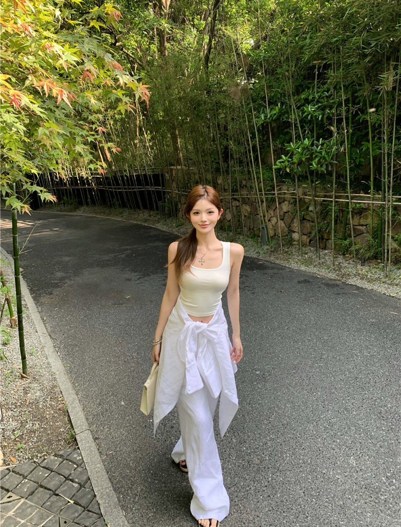 Loose shirt sunscreen wide leg pants 2pcs set