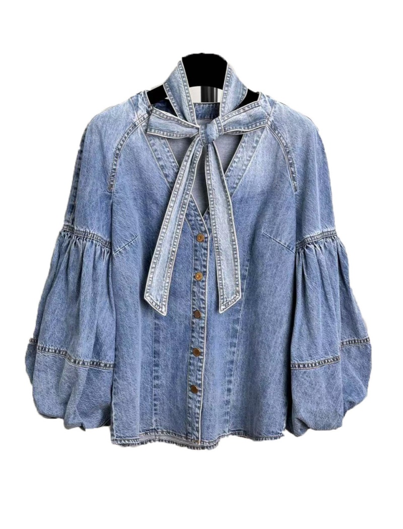 Light color shirt puff sleeve tops for women