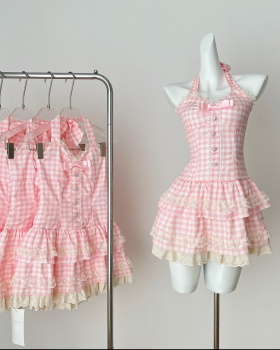 Summer sweet thin dress lovely pink Sexy underwear