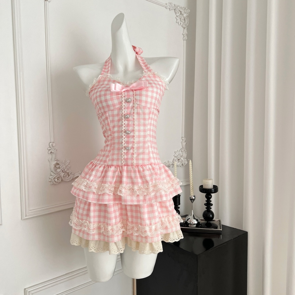 Summer sweet thin dress lovely pink Sexy underwear