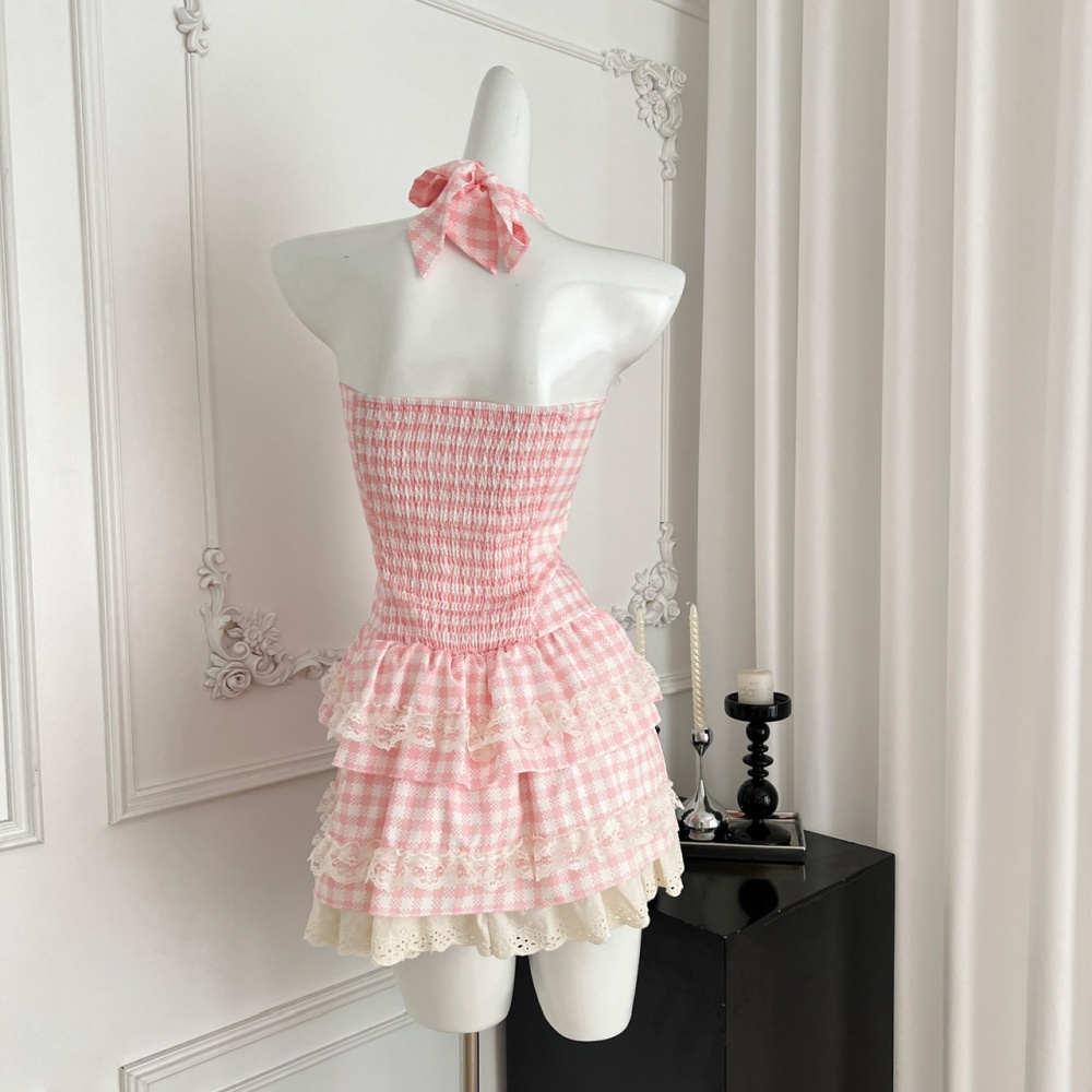 Summer sweet thin dress lovely pink Sexy underwear