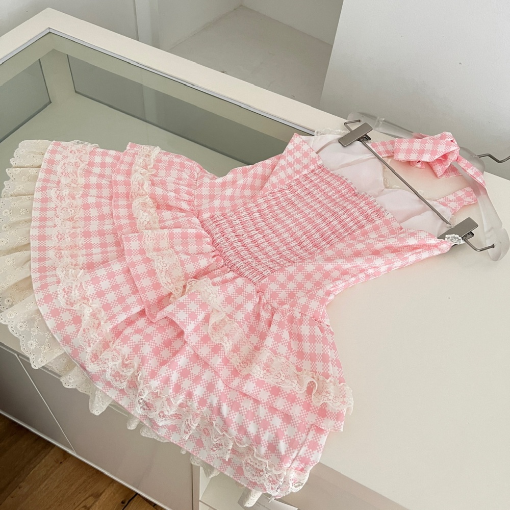 Summer sweet thin dress lovely pink Sexy underwear