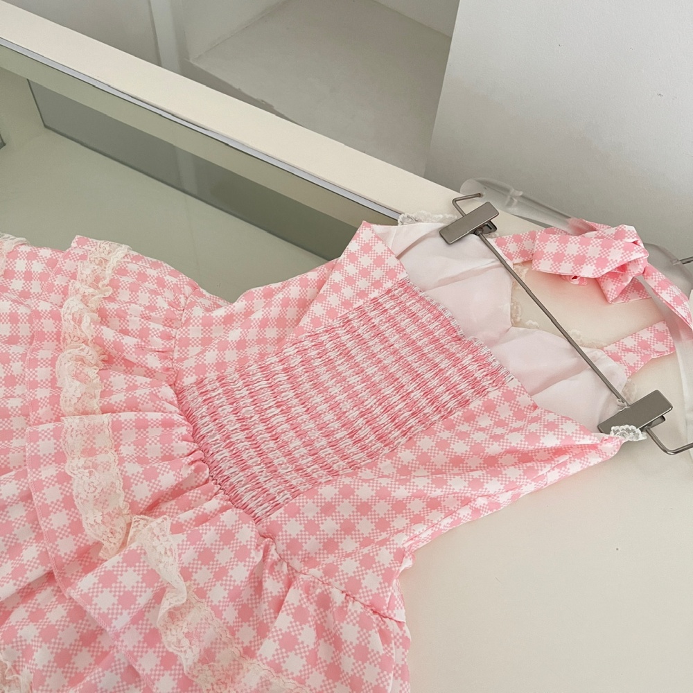 Summer sweet thin dress lovely pink Sexy underwear