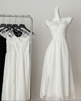 Stereoscopic splice polka dot lace dress