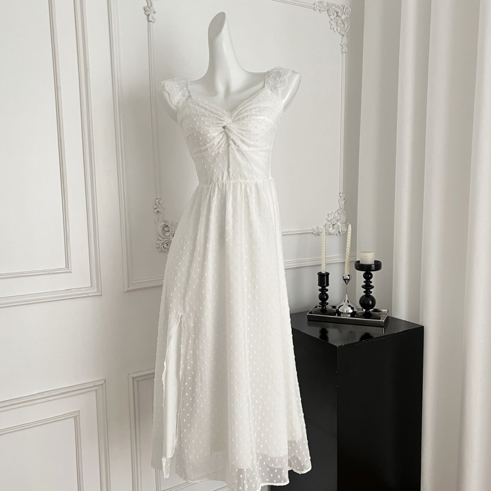 Stereoscopic splice polka dot lace dress