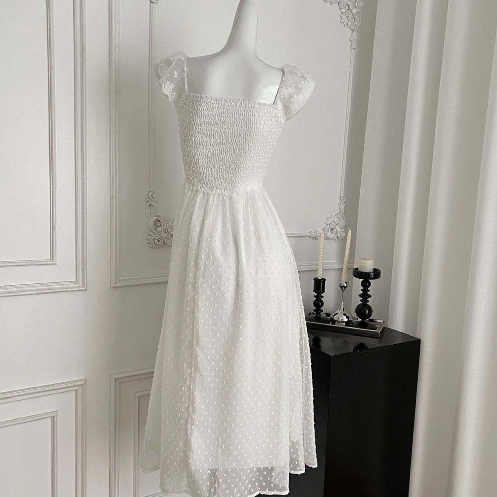 Stereoscopic splice polka dot lace dress