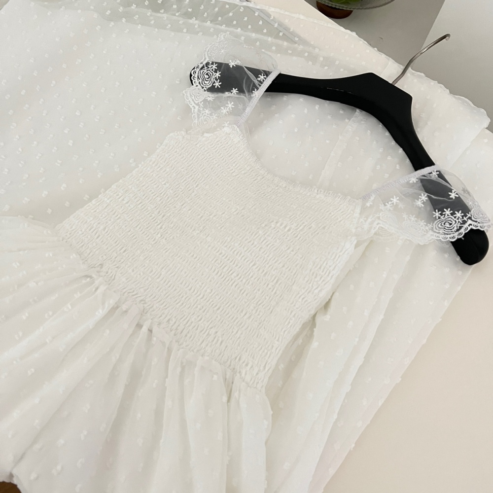 Stereoscopic splice polka dot lace dress