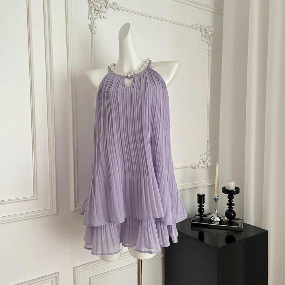 Chanelstyle ladies halter T-back summer temperament dress