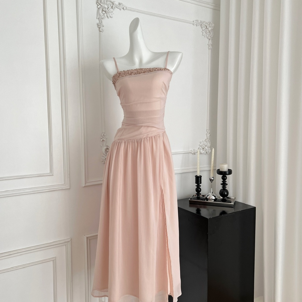 Sequins gauze dress sling summer tops