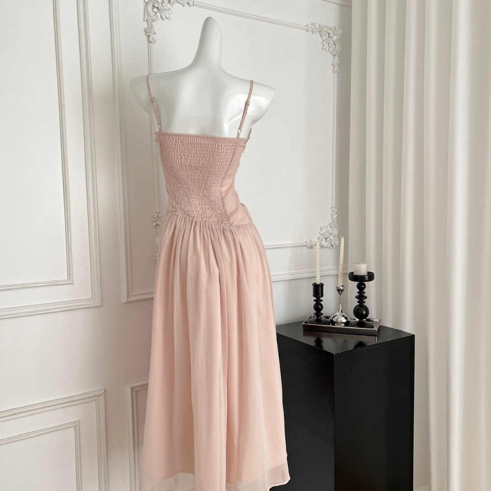 Sequins gauze dress sling summer tops