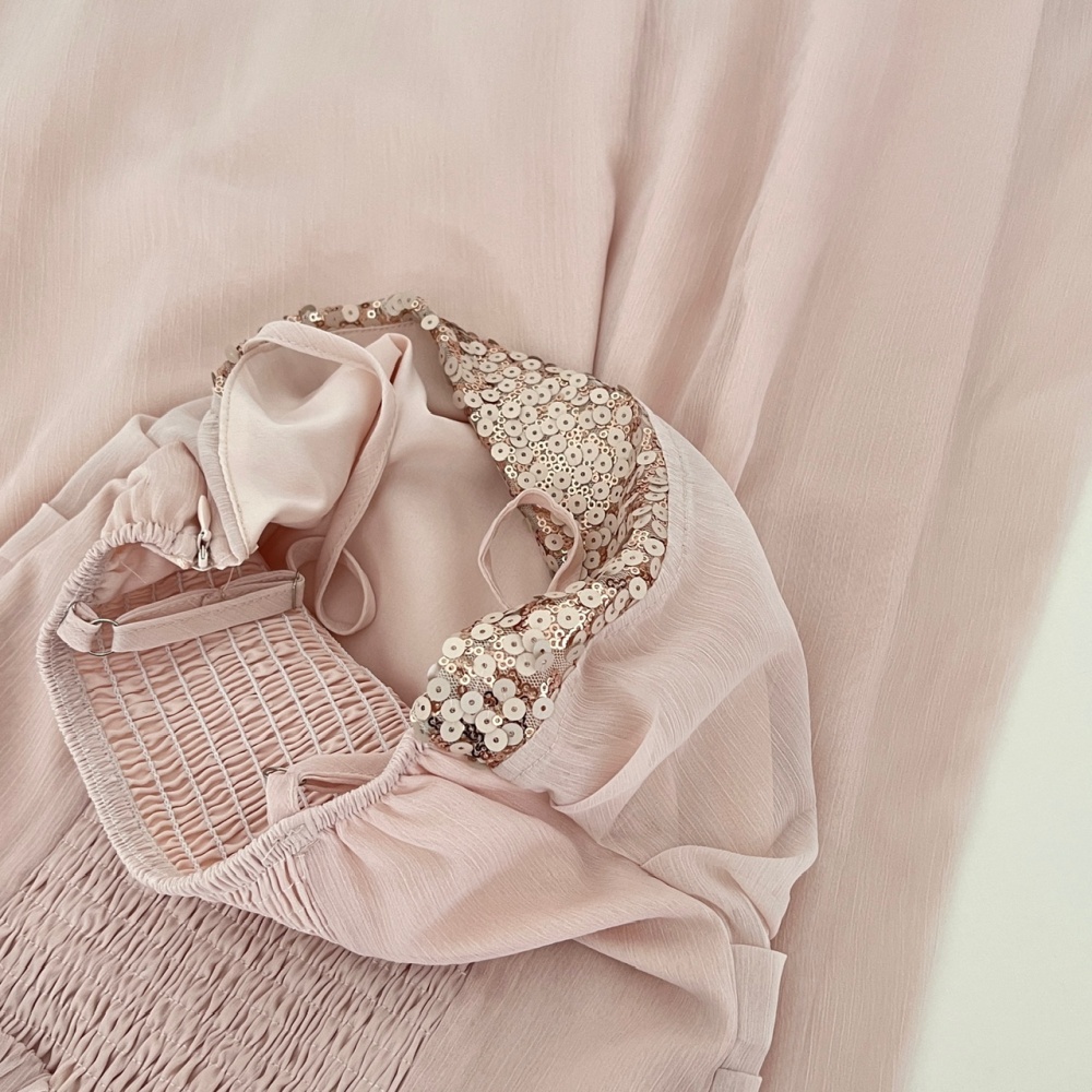 Sequins gauze dress sling summer tops
