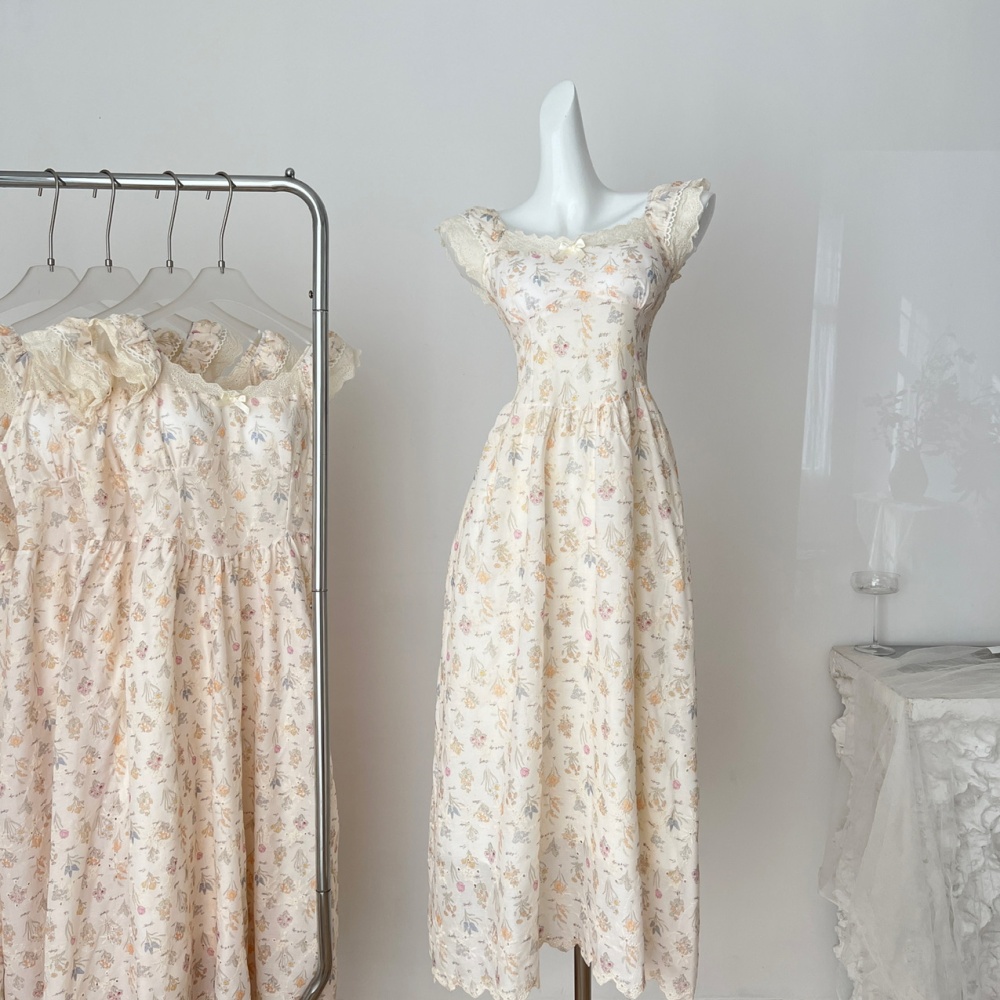 Splice V-neck dress summer floral strap dress for women