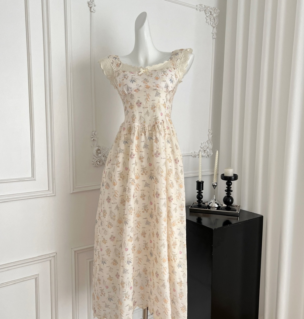 Splice V-neck dress summer floral strap dress for women