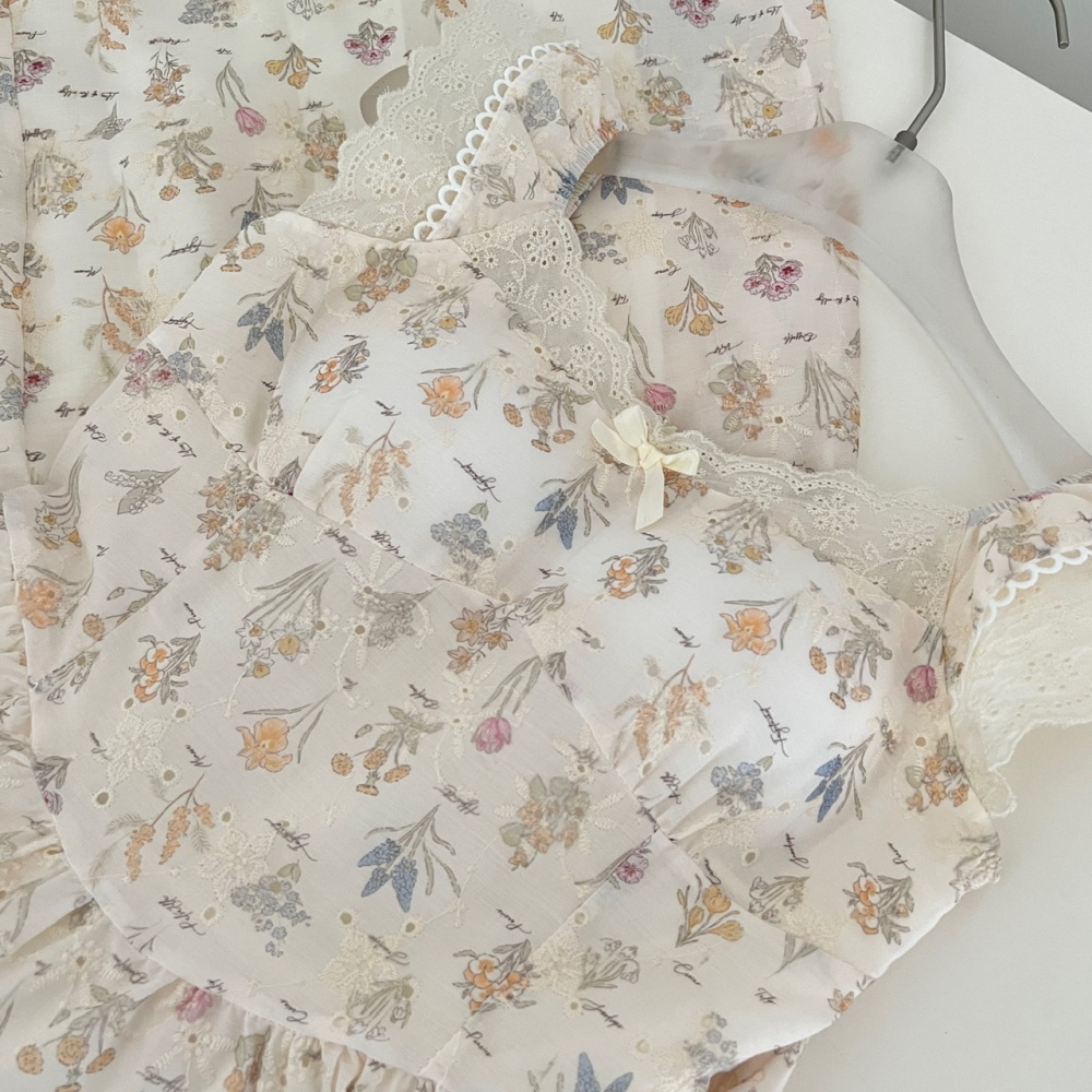 Splice V-neck dress summer floral strap dress for women