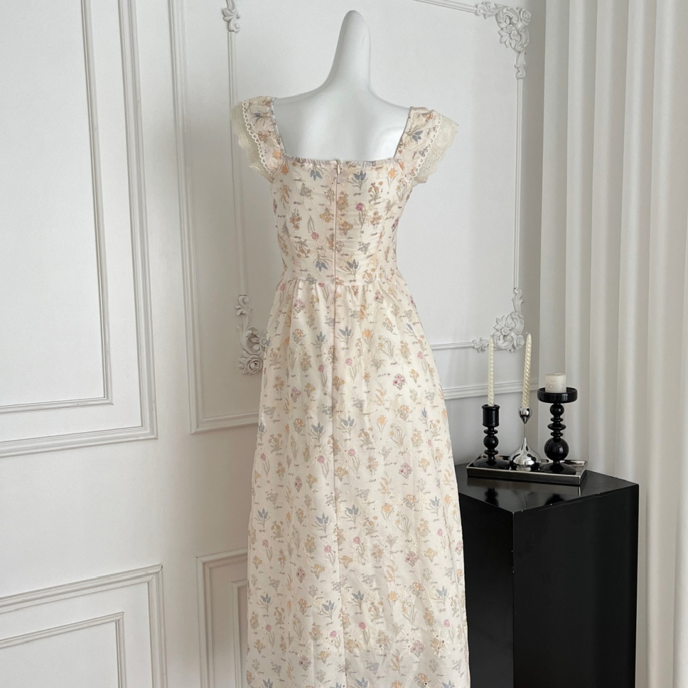 Splice V-neck dress summer floral strap dress for women