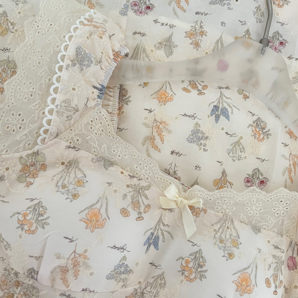 Splice V-neck dress summer floral strap dress for women