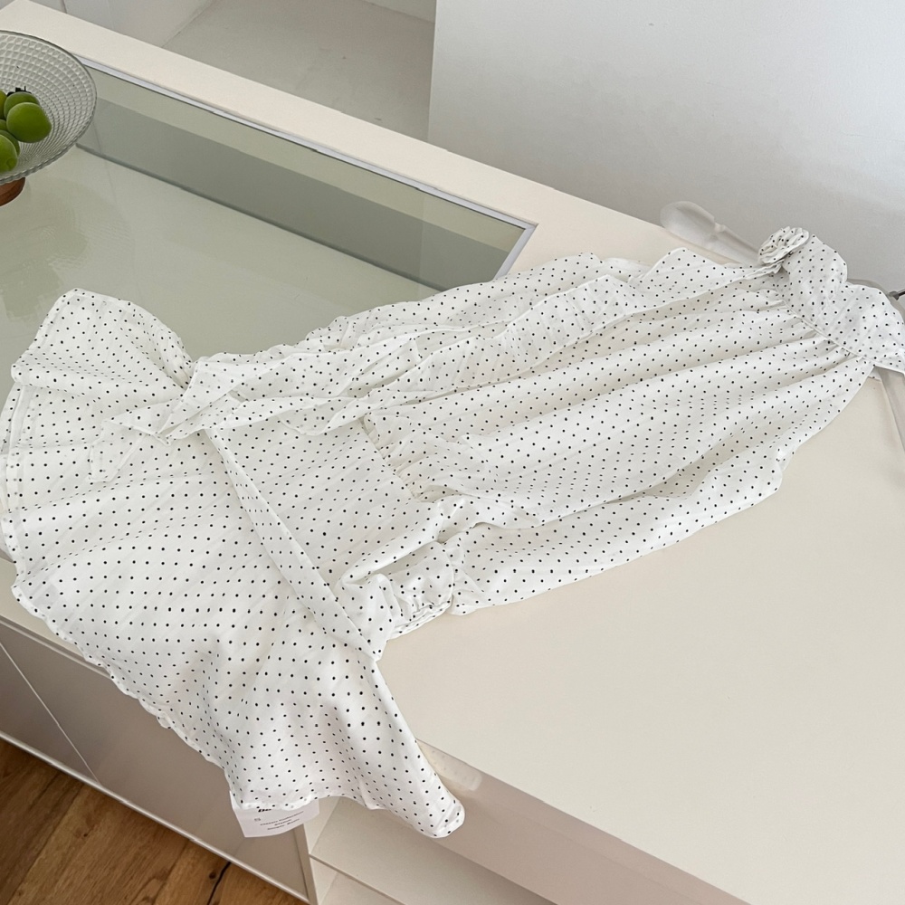 Sleeveless polka dot T-back spicegirl temperament dress for women