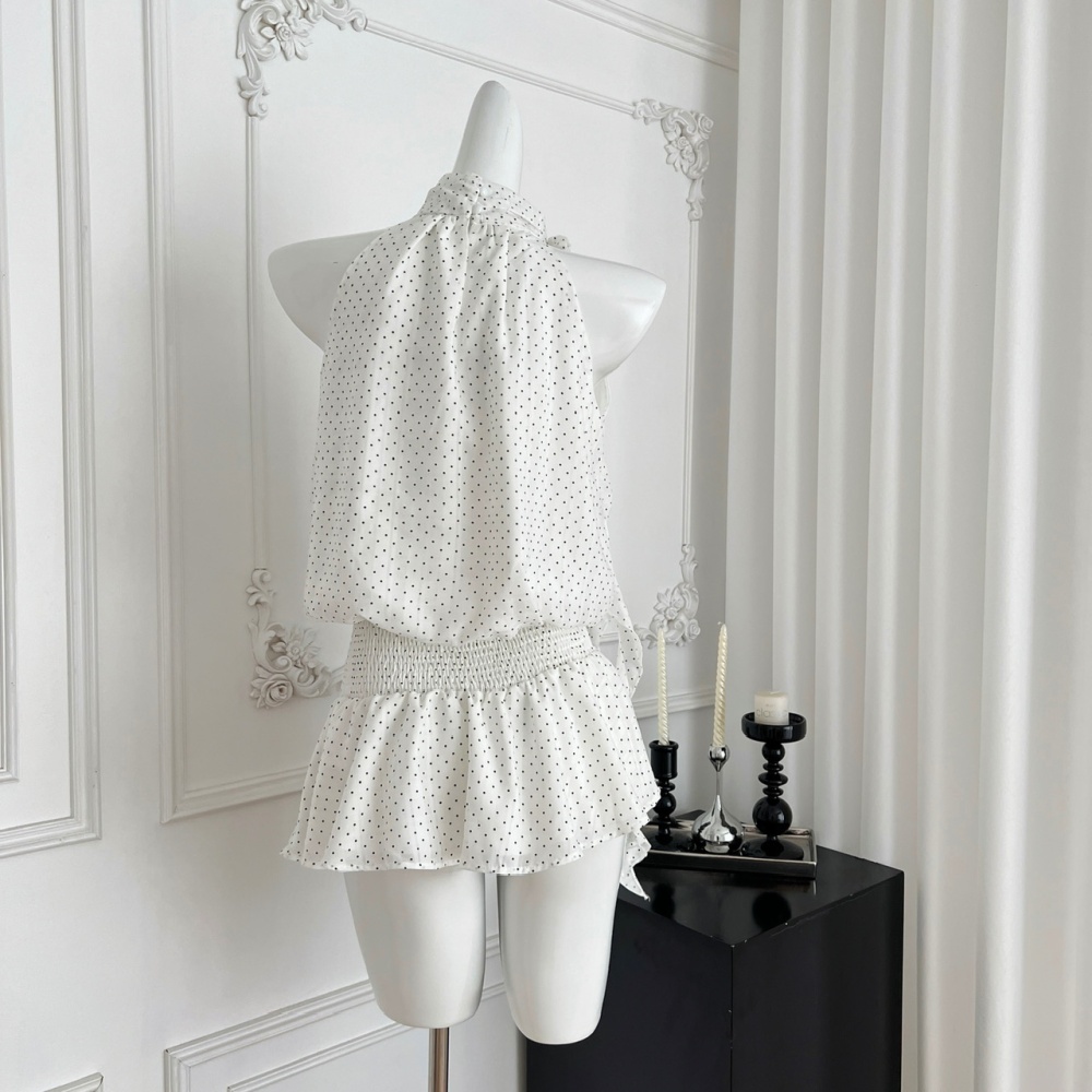 Sleeveless polka dot T-back spicegirl temperament dress for women