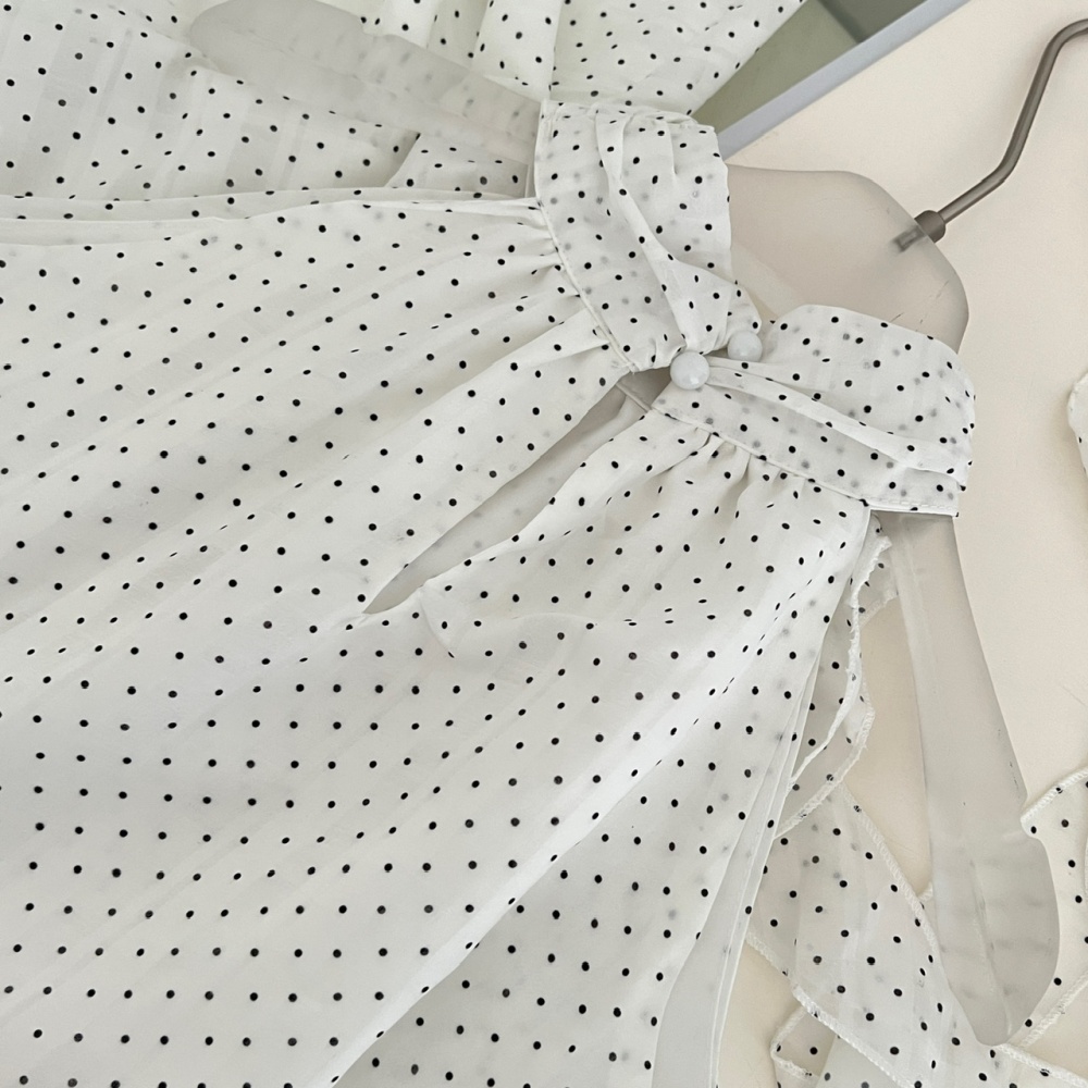 Sleeveless polka dot T-back spicegirl temperament dress for women