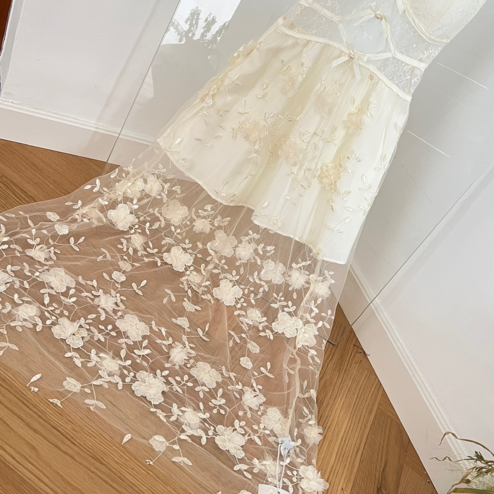 Snow stereoscopic dress flowers long dress for women