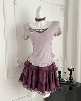 Slim summer tops enticement short skirt
