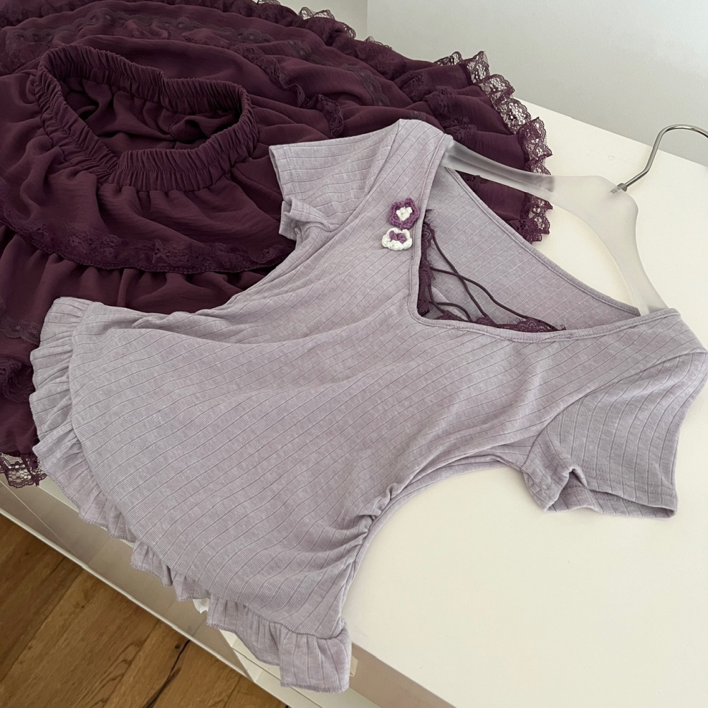 Slim summer tops enticement short skirt