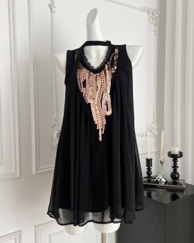 Chiffon enticement loose lazy sequins streamer dress for women