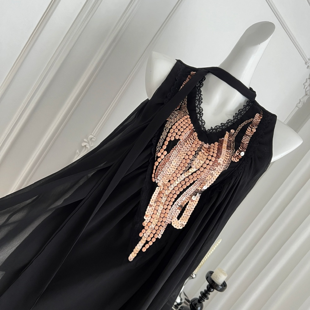 Chiffon enticement loose lazy sequins streamer dress for women