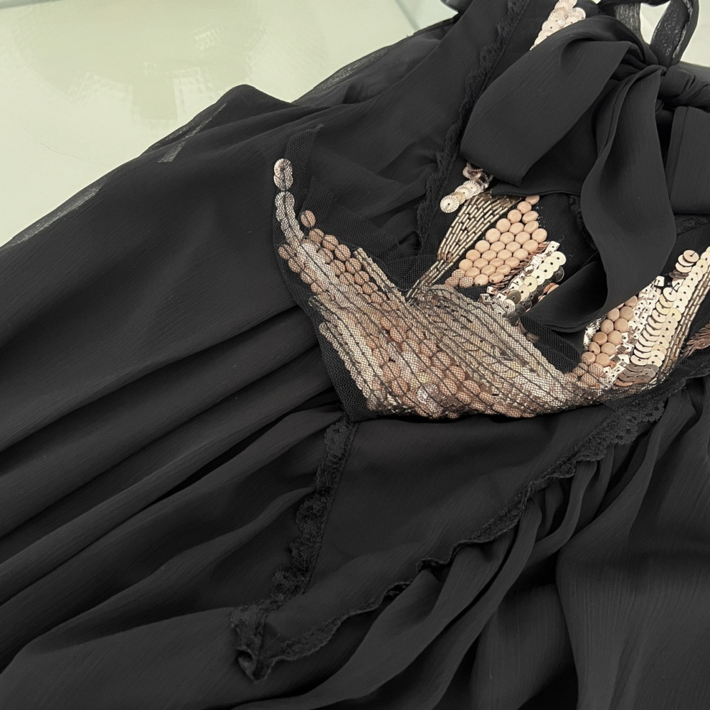Chiffon enticement loose lazy sequins streamer dress for women