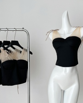 Wrapped chest splice sling lace tops