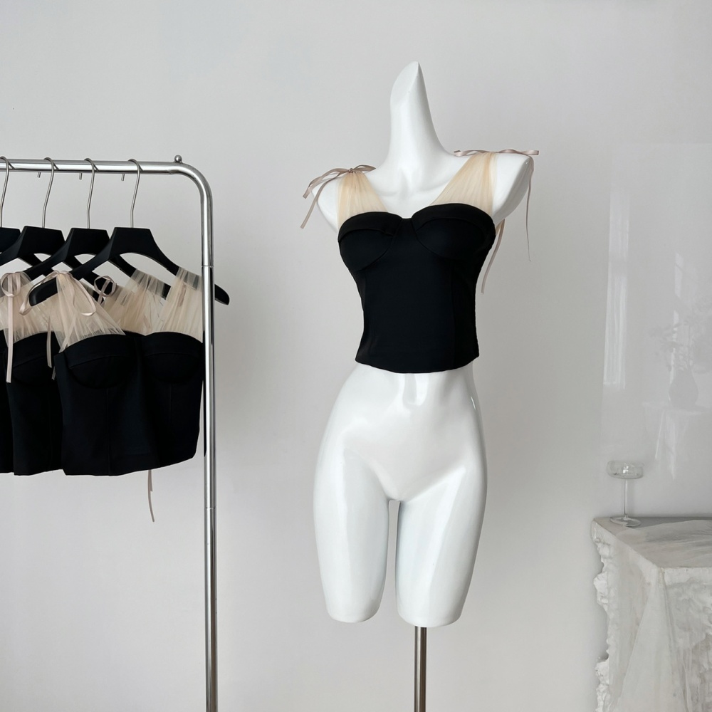 Wrapped chest splice sling lace tops